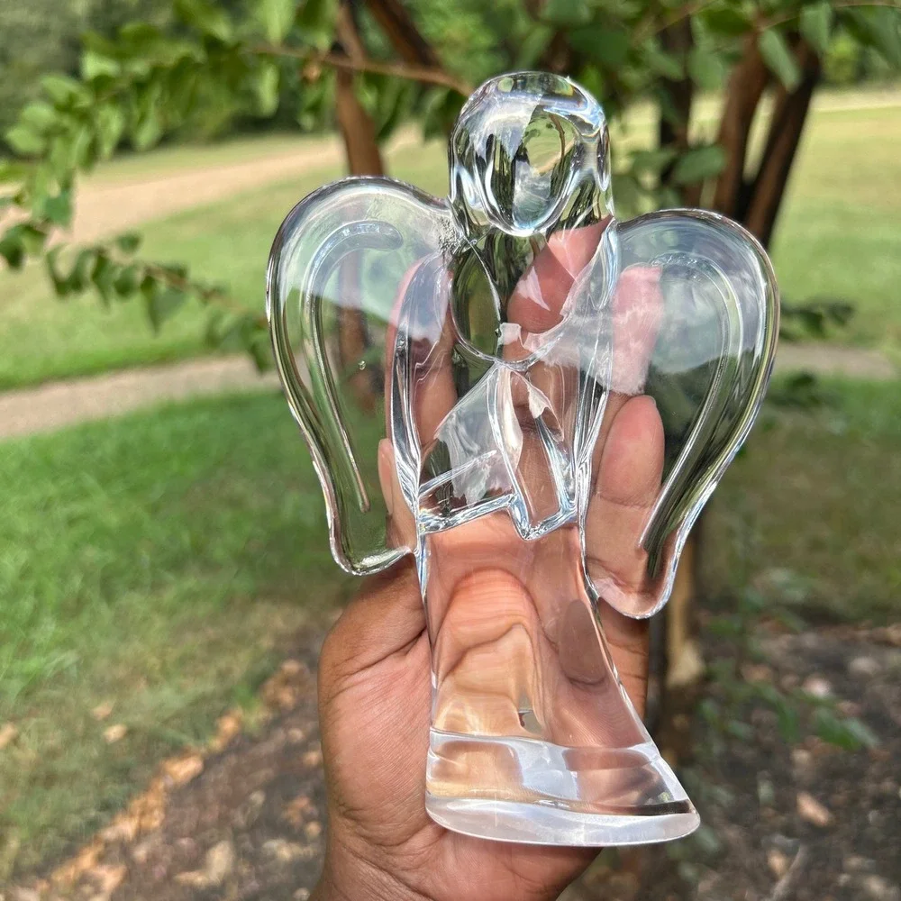 Teleflora Crystal Praying Angel Figurine Clear 24% Lead Bohemian Glass